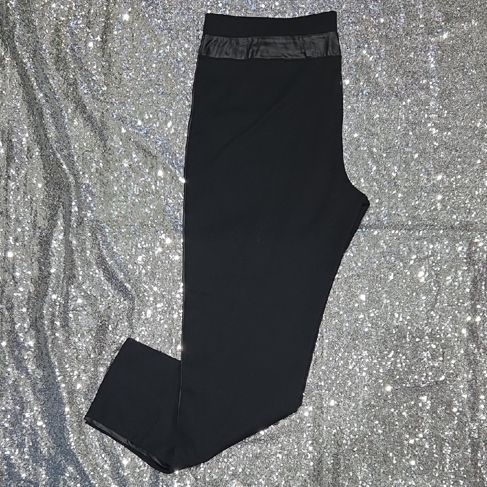 Almost Famous Black Pants with Faux Leather Detail